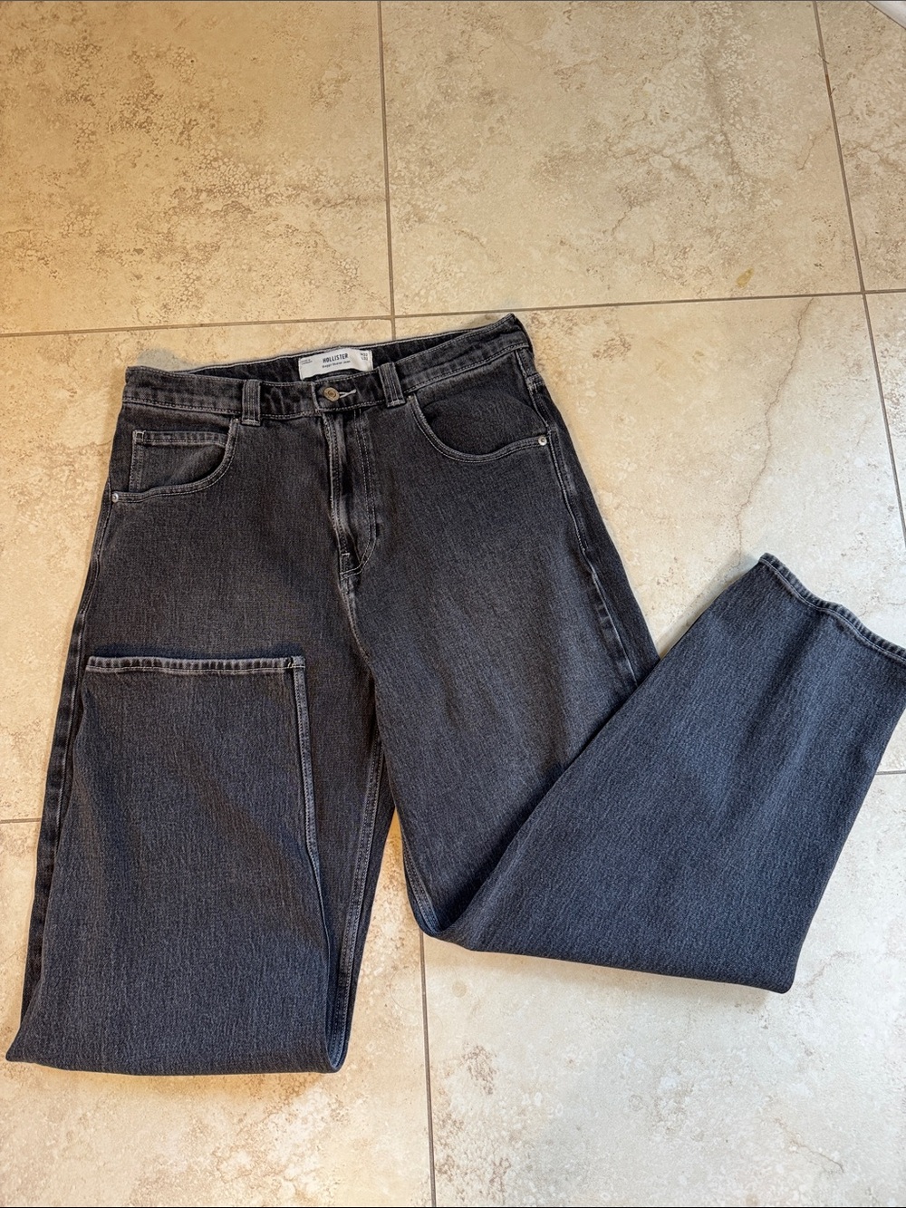 Hollister Men's Baggy Skater Black Wash Jeans